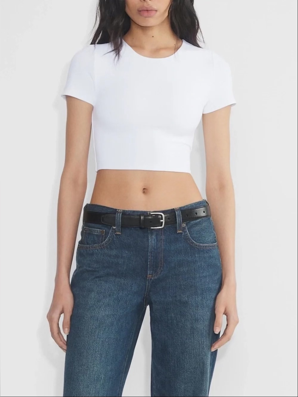 Aritzia Babaton Counter Cropped Crewneck White Tshirt Size Small Minimalist